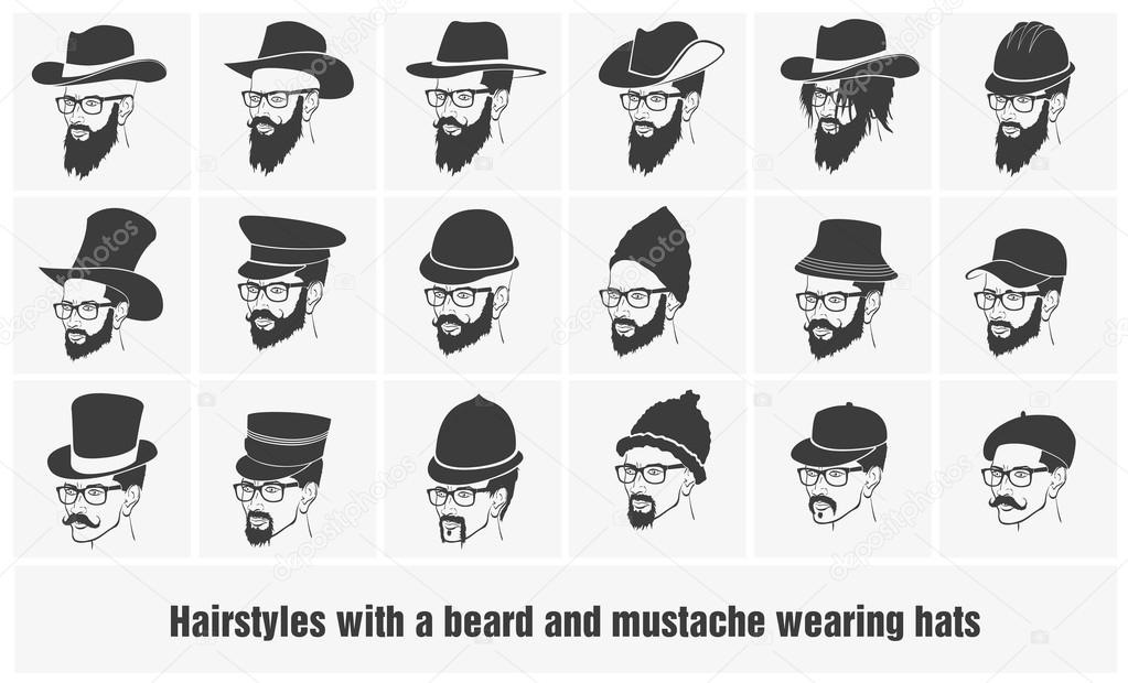 Man hairstyles and mustache collection