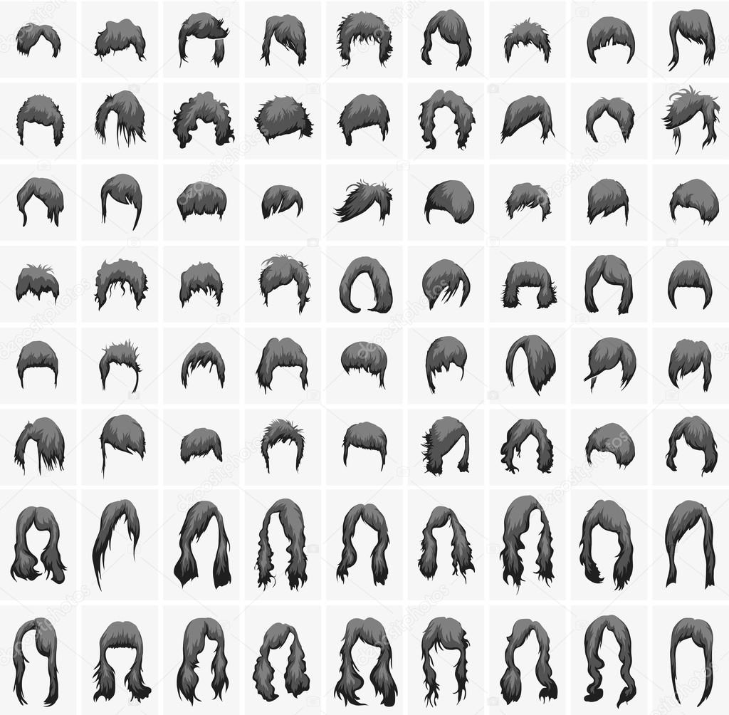 Women's hairstyles and haircuts set