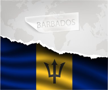 Torn paper with BARBADOS flag