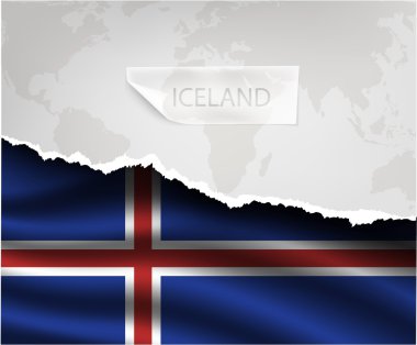 Torn paper with ICELAND flag