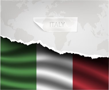 Torn paper with ITALY flag