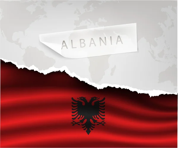 Torn paper with albania flag — Stockvector