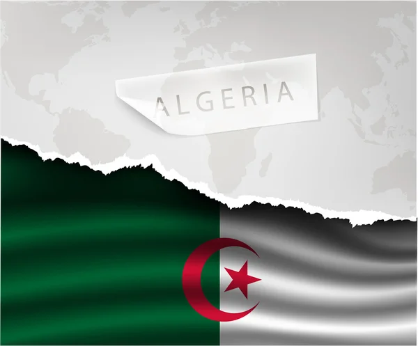 Papel rasgado com bandeira da Argélia — Vetor de Stock