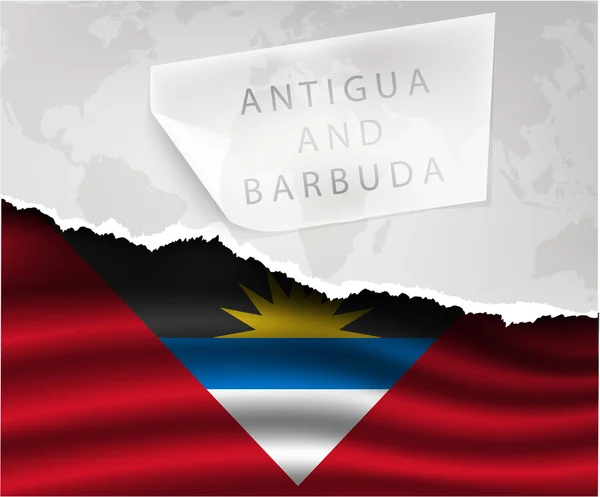 Torn paper with barbuda flag — 스톡 벡터