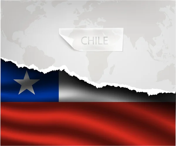 Torn paper with CHILE flag — Stock vektor