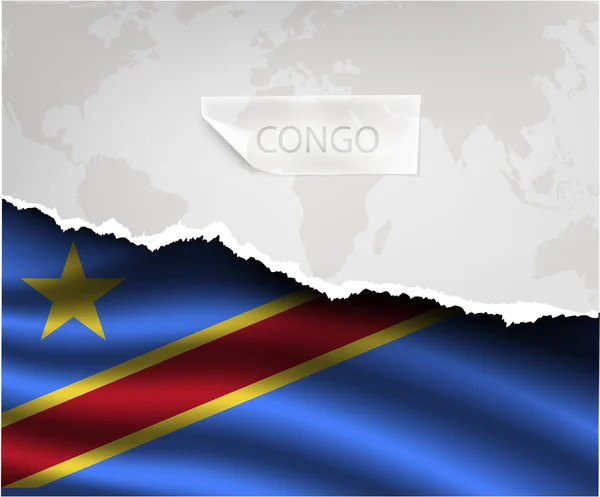 Torn paper with  CONGO flag — Stockový vektor