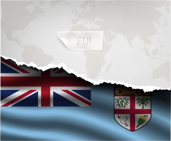 Papel roto con bandera FIJI — Vector de stock