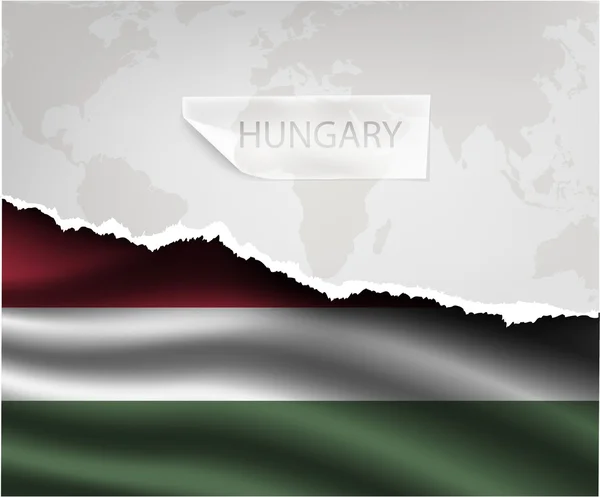 Torn paper with HUNGARY flag — стоковий вектор