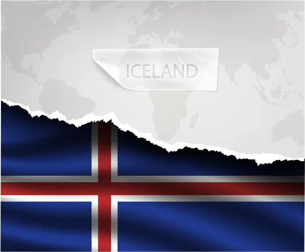 Torn paper with ICELAND flag — Stock Vector