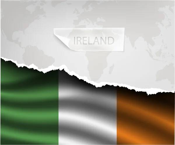 Torn paper with IRELAND flag — Stockvector