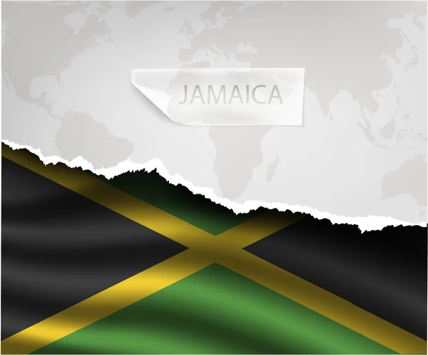 Torn paper with  JAMAICA flag — Stock Vector
