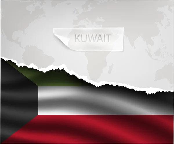 Torn paper with KUWAIT flag — Stock Vector