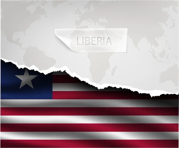 Carta strappata con bandiera LIBERIA — Vettoriale Stock