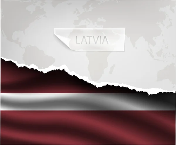 Torn paper with LATVIA flag — Stockový vektor