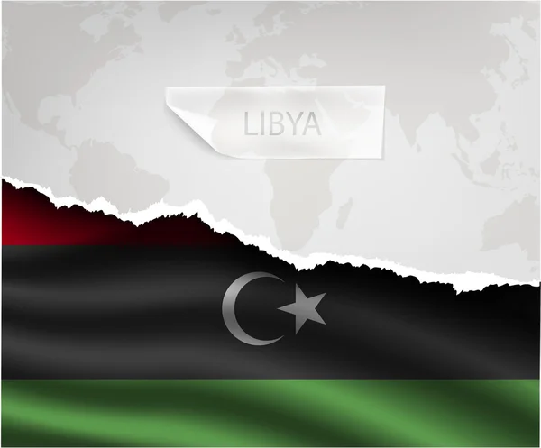 Torn paper with LIBYA flag — Stock Vector