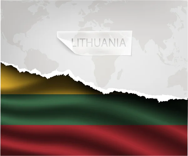 Torn paper with LITHUANIA flag — Stock vektor