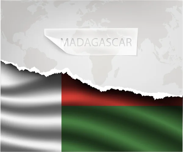 Aufgerissenes Papier mit Madagaskar-Fahne — Stockvektor