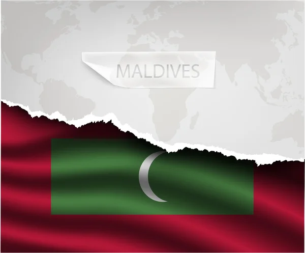 Torn paper with MALDIVES flag. — ストックベクタ