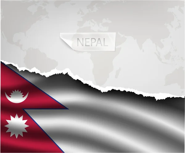 Papel rasgado com bandeira NEPAL . — Vetor de Stock