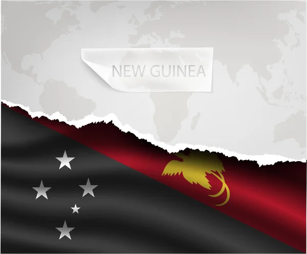 Torn paper with NEW GUINEA flag — ストックベクタ