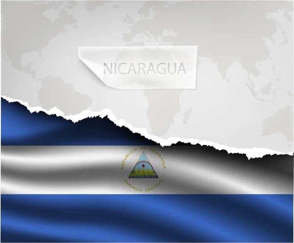 Aufgerissenes Papier mit Nicaraguafahne — Stockvektor