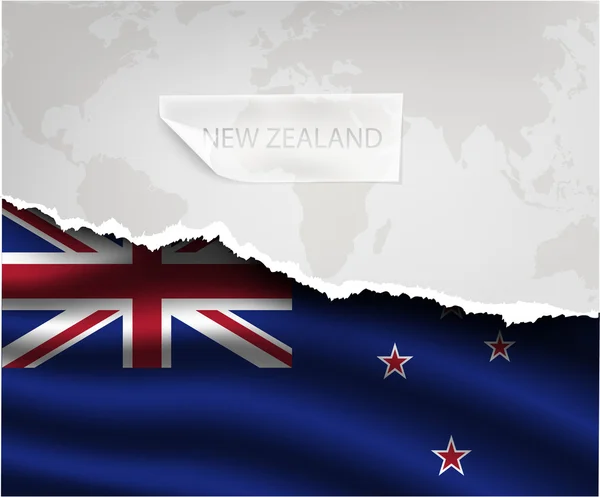 Torn paper with NEW ZEALAND flag — Stock Vector