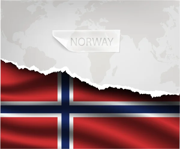 Aufgerissenes Papier mit Norwegen-Flagge — Stockvektor