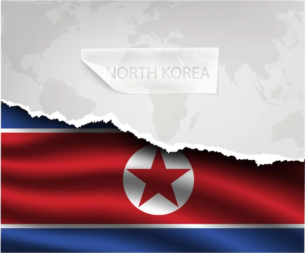 Papel rasgado com bandeira da Coreia do Norte — Vetor de Stock