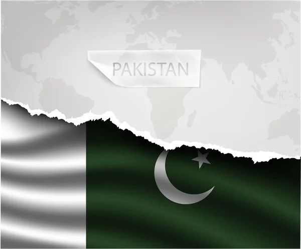 Torn paper with PAKISTAN flag — Stock Vector