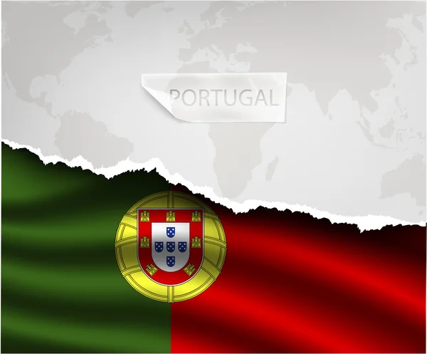 Torn paper with PORTUGAL flag — Stockový vektor