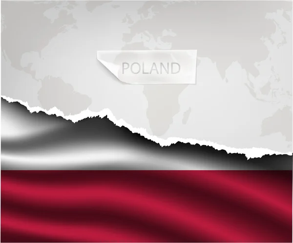 Torn paper with POLAND flag — Stockový vektor