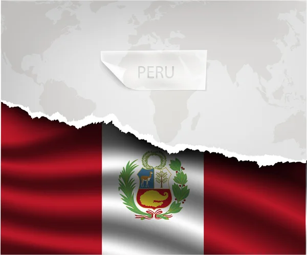 Carta strappata con bandiera PERU — Vettoriale Stock