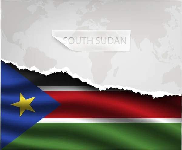 Torn paper with  SOUTH SUDAN flag — Stockový vektor
