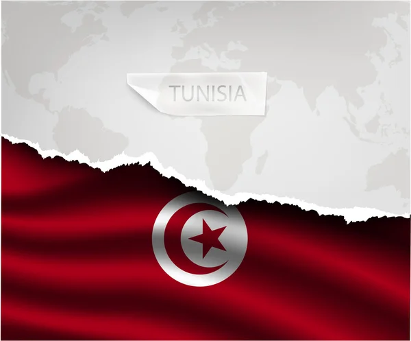Torn paper with TUNISIA flag — Stock Vector