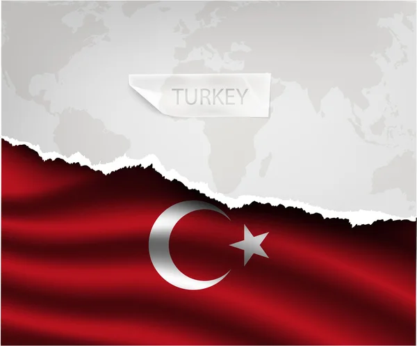 Kertas robek dengan bendera TURKEY - Stok Vektor