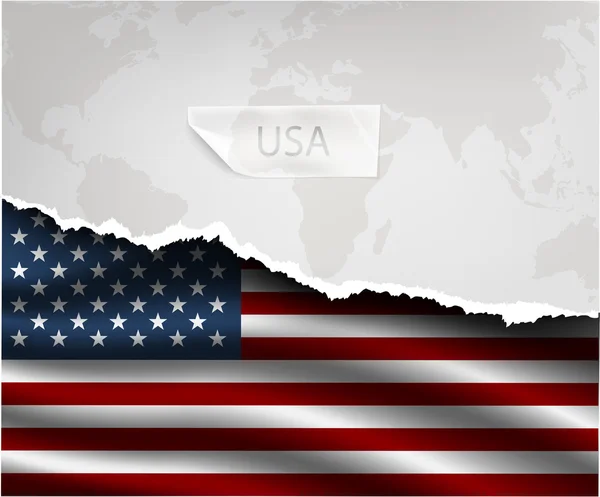 Torn paper with  USA flag — Stok Vektör