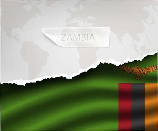 Torn paper with ZAMBIA flag — Stock Vector