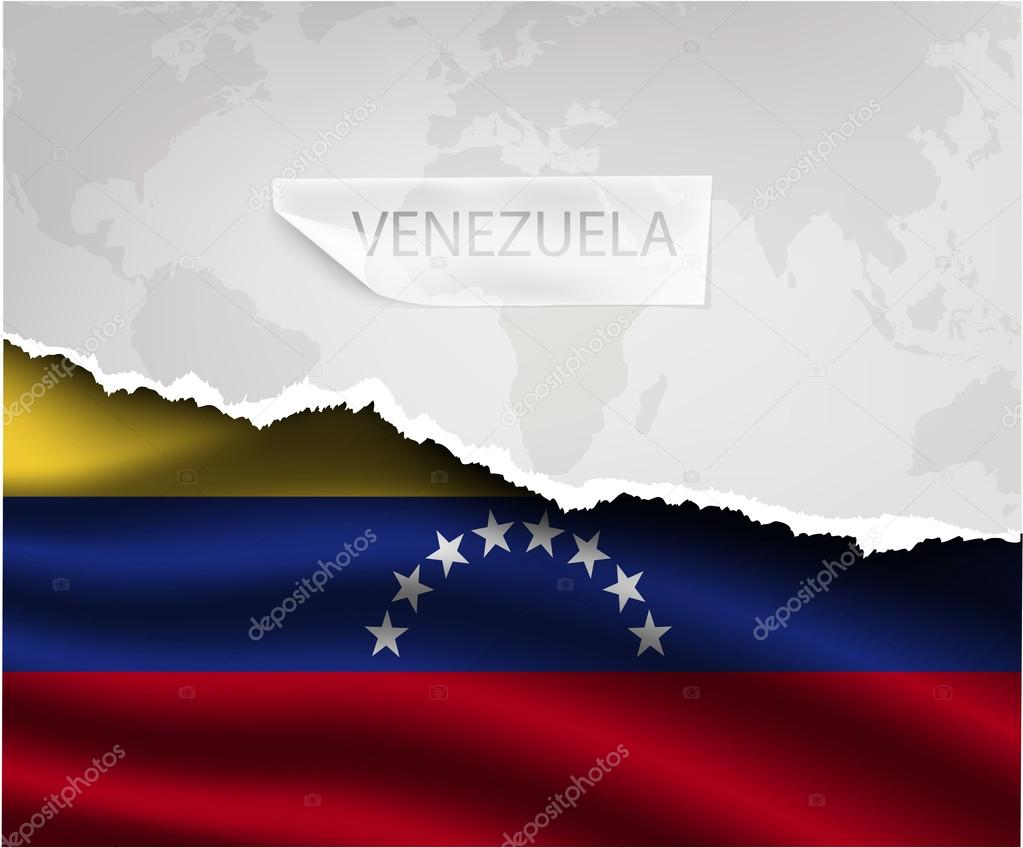 Torn paper with VENEZUELA flag.
