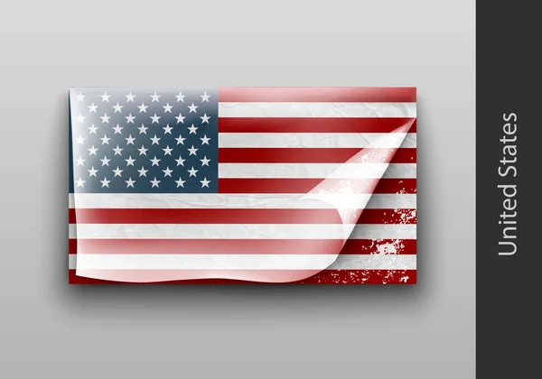 US flag with the tattered masking tape — Stock Vector