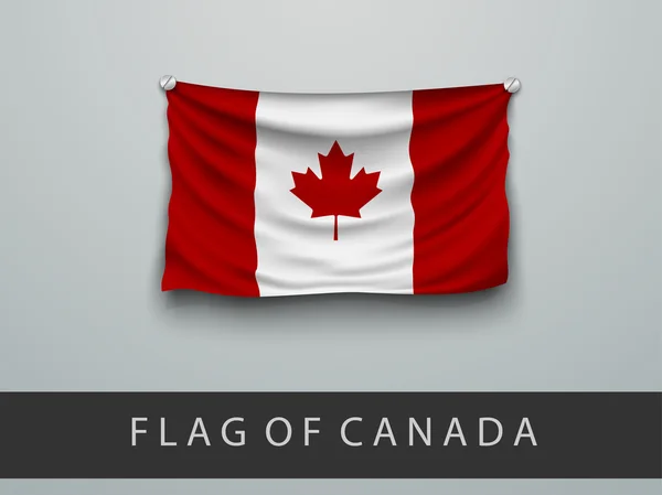 Флаг Канады, прибитый к стене — стоковый вектор