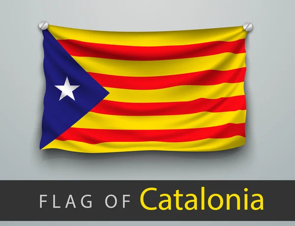 Vlag van Catalonië op muur — Stockvector