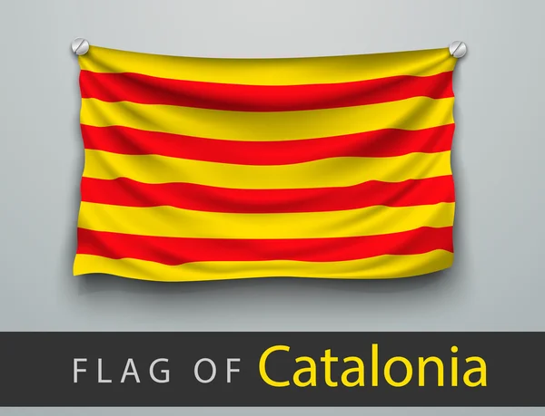 Vlag van Catalonië op muur — Stockvector