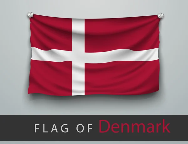 Vlajka Dánsko přibil na zeď — Stockový vektor