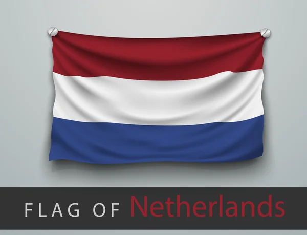Флаг Нидерландов на стене — стоковый вектор