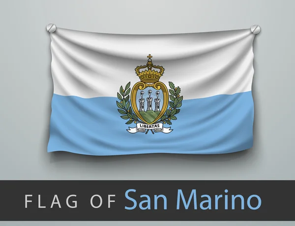Flag of san marino nailed on wall — Stock Vector