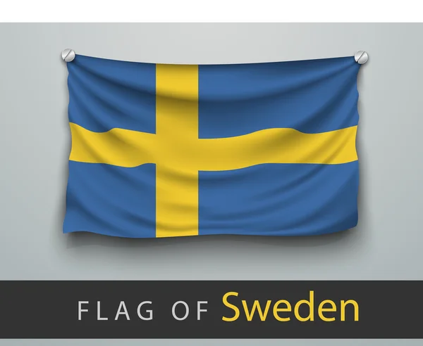 Bandiera di Svezia sulla parete — Vettoriale Stock