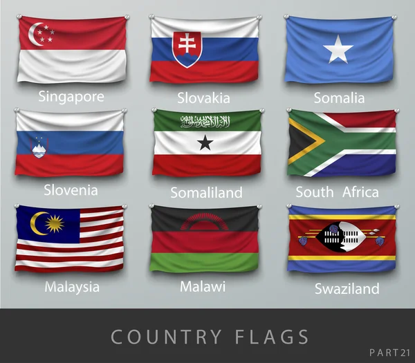 Banderas de diferentes países — Vector de stock
