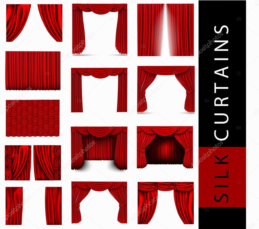 red silk curtains