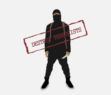Terrorist with a knife in uniform