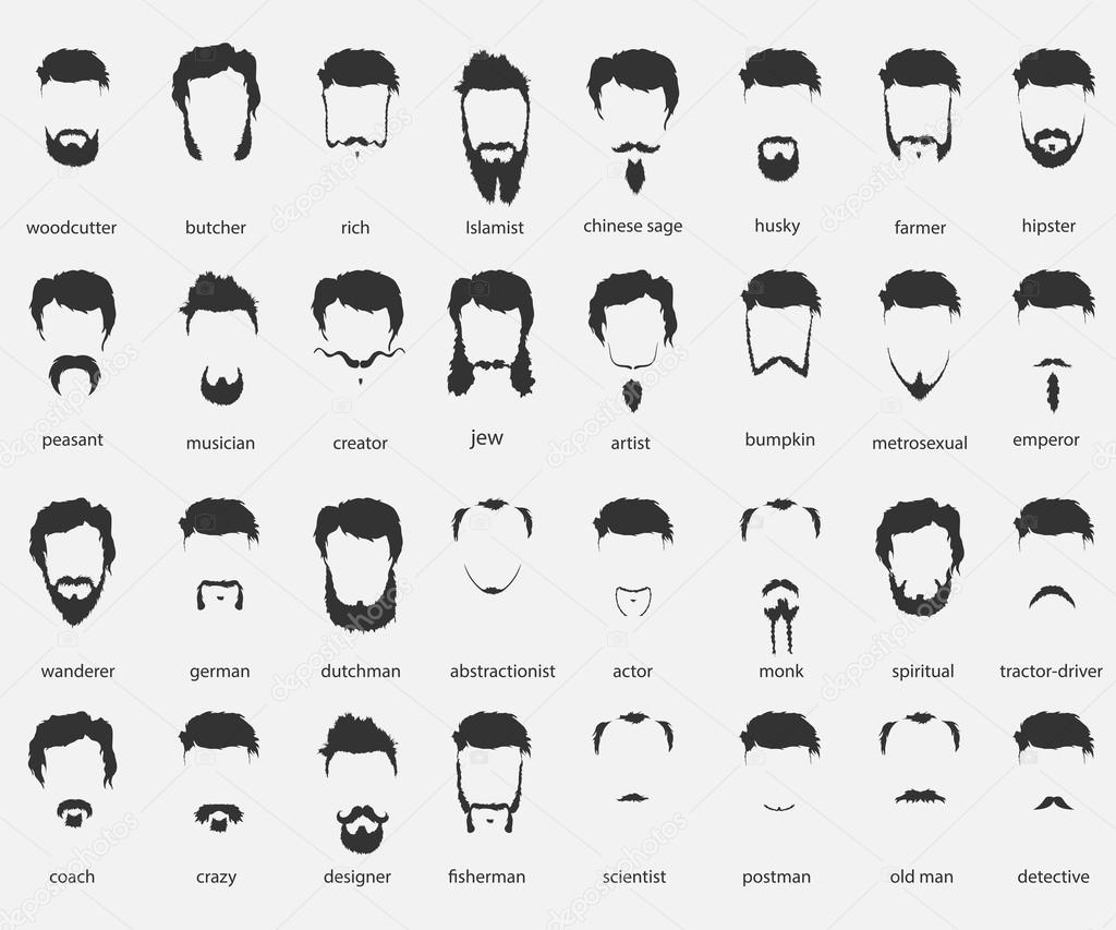 Hipster male mustache, beard and hairstyle
